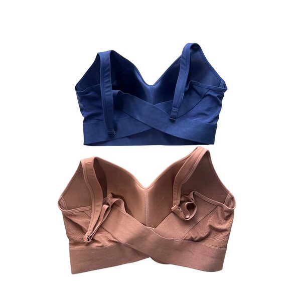 Rhonda Shear 2 Pack Molded Cup Bra with Wrap Back Size Medium Mahogany Navy 616. - Picture 3 of 10